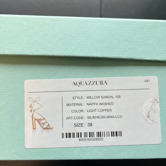 NWT Aquazzura Willow Sandals 105 In Light Copper Cage Style Lace Up High Heels - Picture 3 of 13
